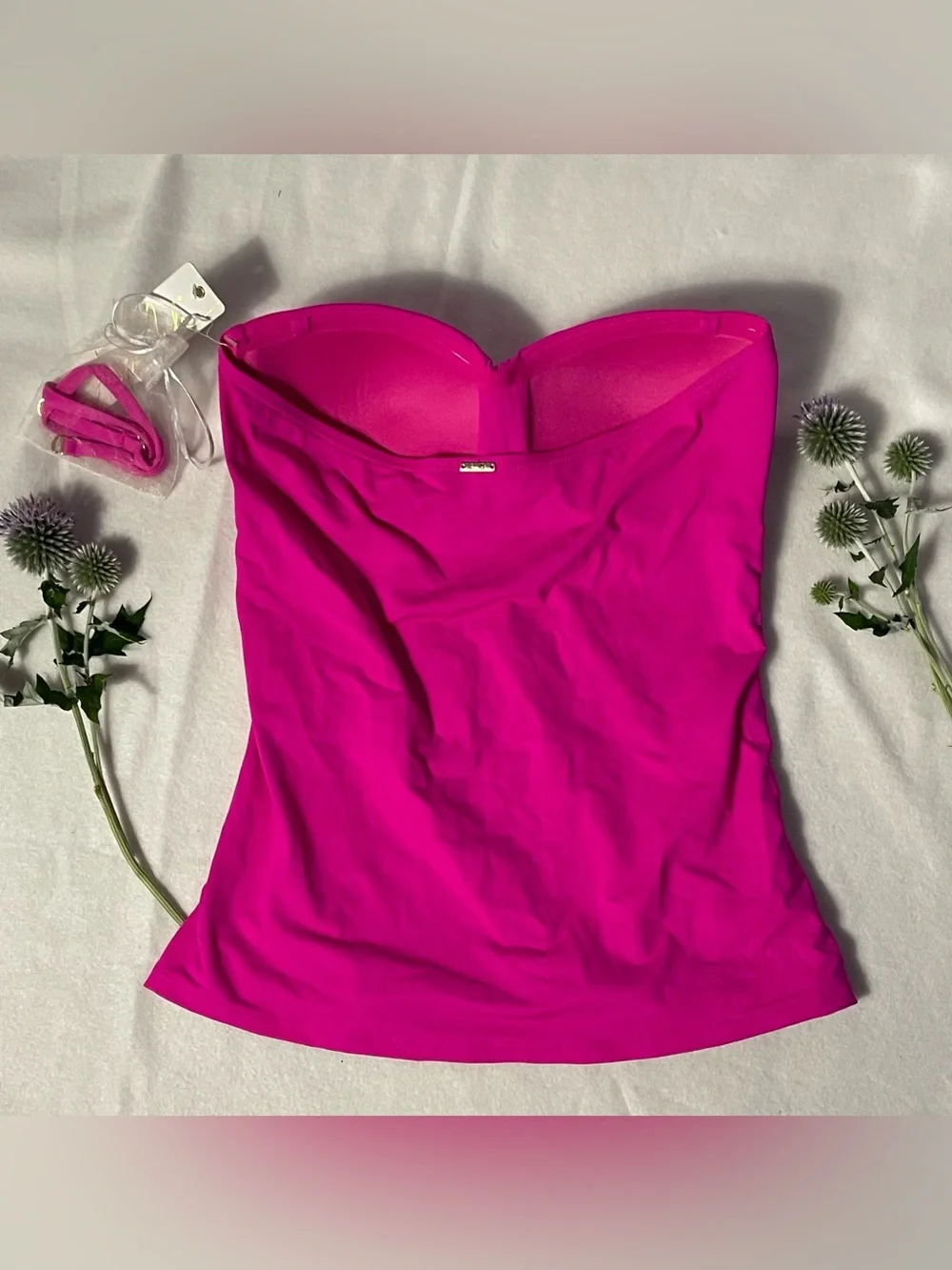 NWT Anne Cole Hot Pink Strapless Tankini Small